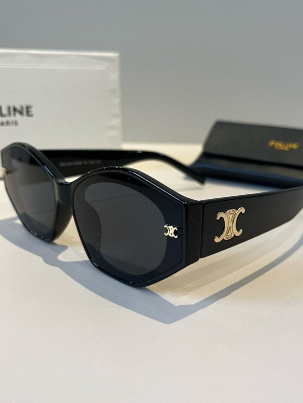 Celine 1479 Black Sunglasses – Gold Logo, Italy-Made, Retro-Modern, Gift Ready